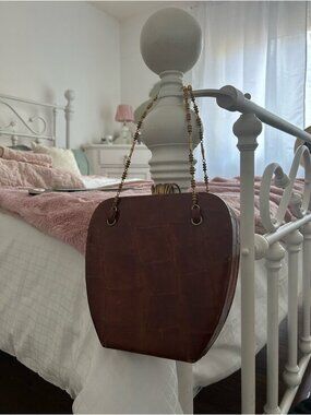 Vintage 1950’s Crocodile Apple Purse Bag